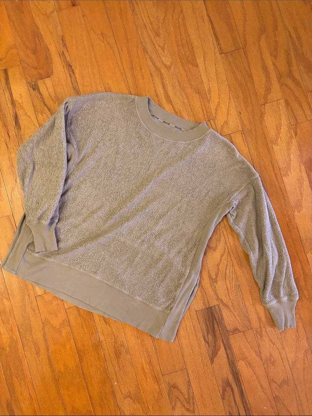 aerie tan Textured Crewneck Sweatshirt small